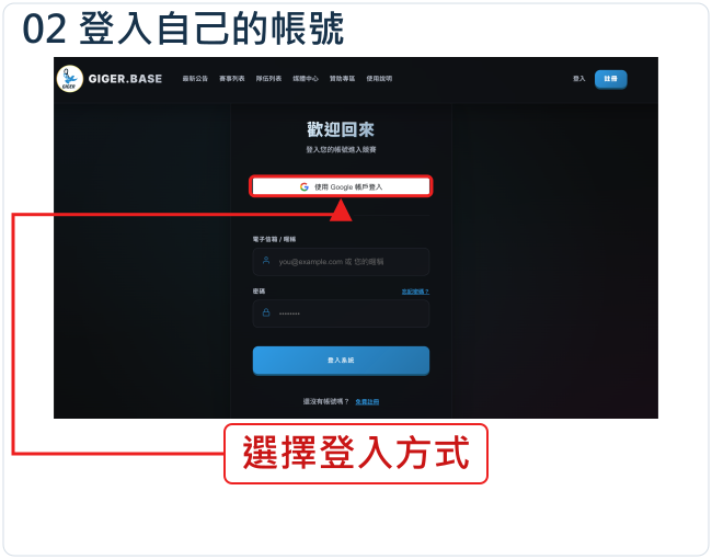 登入自己的帳號