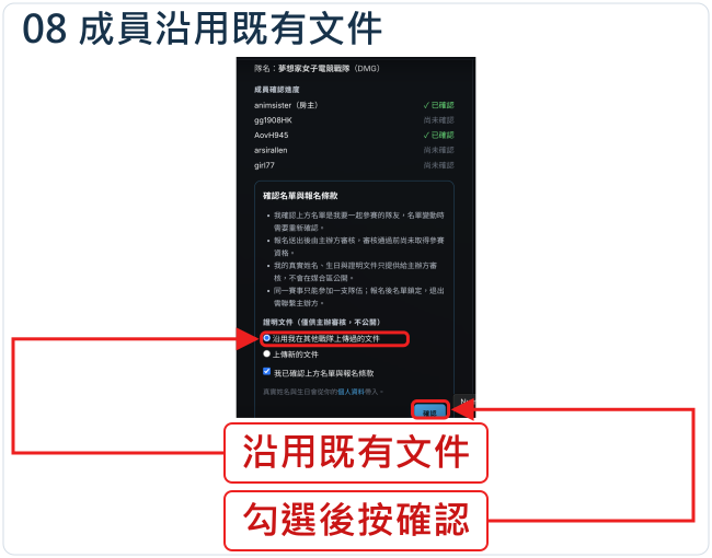 成員沿用既有文件